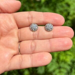 18K White Gold Plated Stainless Steel Diamond Stud Earrings